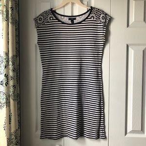 Cotton Navy & White Tshirt Dress